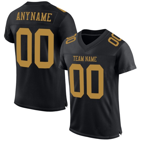 Maillot de football noir authentique personnalisé en maille dorée Maillot de football noir authentique personnalisé en maille dorée