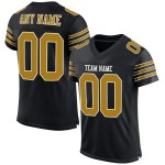 Maillot de football authentique en maille noire, personnalisé, doré et blanc Maillot de football authentique en maille noire, personnalisé, doré et blanc