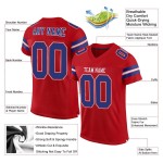 Maillot de football authentique en maille rouge personnalisé bleu royal et blanc Maillot de football authentique en maille rouge personnalisé bleu royal et blanc