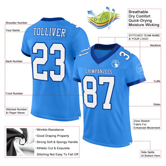 Maillot de football authentique en maille blanc-royal bleu poudre personnalisée Maillot de football authentique en maille blanc-royal bleu poudre personnalisée