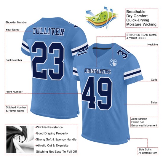 Maillot de football léger bleu marine et blanc en maille authentique Maillot de football léger bleu marine et blanc en maille authentique