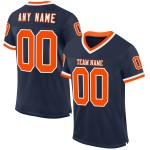Maillot de football personnalisé en maille rétro bleu marine authentique orange-blanc Maillot de football personnalisé en maille rétro bleu marine authentique orange-blanc