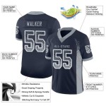 Maillot de football tendance bleu marine personnalisé gris-blanc en maille légère Maillot de football tendance bleu marine personnalisé gris-blanc en maille légère