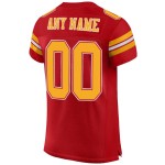 Maillot de football personnalisé en maille rouge et or, authentique Maillot de football personnalisé en maille rouge et or, authentique