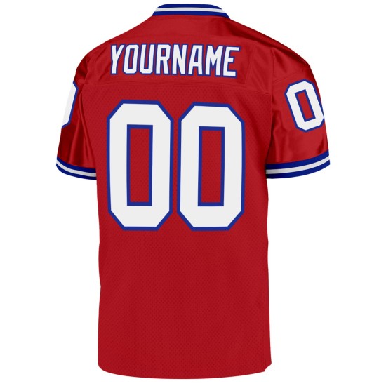 Maillot de football en maille blanc-rouge royal, authentique et personnalisé Maillot de football en maille blanc-rouge royal, authentique et personnalisé