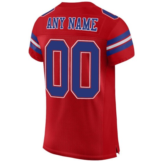 Maillot de football authentique en maille rouge personnalisé bleu royal et blanc Maillot de football authentique en maille rouge personnalisé bleu royal et blanc