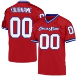 Maillot de football en maille blanc-rouge royal, authentique et personnalisé Maillot de football en maille blanc-rouge royal, authentique et personnalisé