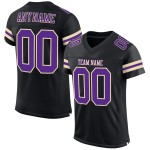 Maillot de football noir en maille personnalisée violet-crème authentique Maillot de football noir en maille personnalisée violet-crème authentique