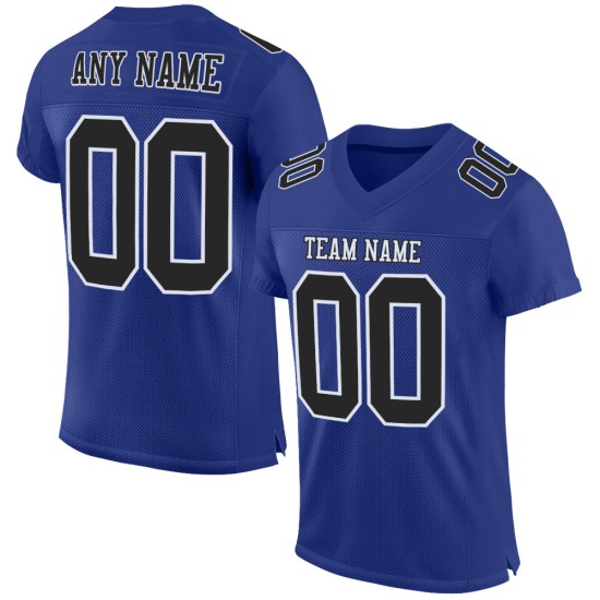 Maillot de football authentique personnalisé en maille noir et blanc Royal Maillot de football authentique personnalisé en maille noir et blanc Royal