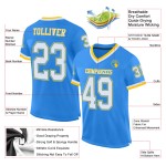 Maillot de football authentique bleu poudre personnalisé, maille rétro, blanc et or Maillot de football authentique bleu poudre personnalisé, maille rétro, blanc et or