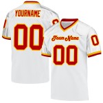 Maillot de football authentique personnalisé blanc rétro en maille rouge-or Maillot de football authentique personnalisé blanc rétro en maille rouge-or