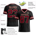Maillot de football Crimson City en maille noir crème, authentique et personnalisé Maillot de football Crimson City en maille noir crème, authentique et personnalisé