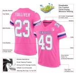 Maillot de football personnalisé en maille blanc-rose royal authentique Maillot de football personnalisé en maille blanc-rose royal authentique