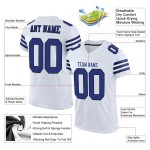 Maillot de football authentique en maille personnalisée, blanc, royal et noir Maillot de football authentique en maille personnalisée, blanc, royal et noir