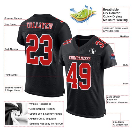 Maillot de football personnalisé rouge-blanc-noir authentique en maille Maillot de football personnalisé rouge-blanc-noir authentique en maille