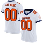 Maillot de football personnalisé en maille orange-bleu marine blanc authentique Maillot de football personnalisé en maille orange-bleu marine blanc authentique