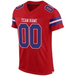 Maillot de football authentique en maille rouge personnalisé bleu royal et blanc Maillot de football authentique en maille rouge personnalisé bleu royal et blanc