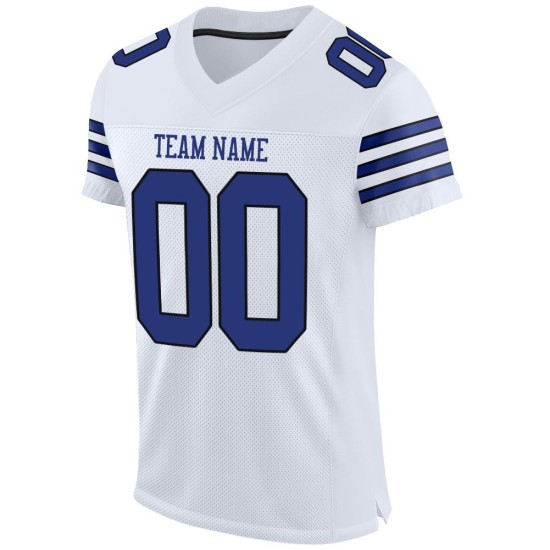 Maillot de football authentique en maille personnalisée, blanc, royal et noir Maillot de football authentique en maille personnalisée, blanc, royal et noir