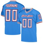 Maillot de football blanc-rouge en maille bleu rétro authentique Powder personnalisé Maillot de football blanc-rouge en maille bleu rétro authentique Powder personnalisé