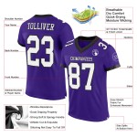 Maillot de football personnalisé violet en maille blanc-noir authentique Maillot de football personnalisé violet en maille blanc-noir authentique