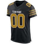 Maillot de football authentique en maille noire, personnalisé, doré et blanc Maillot de football authentique en maille noire, personnalisé, doré et blanc
