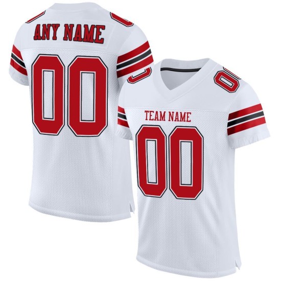 Maillot de football authentique en maille blanche rouge et noir personnalisé Maillot de football authentique en maille blanche rouge et noir personnalisé