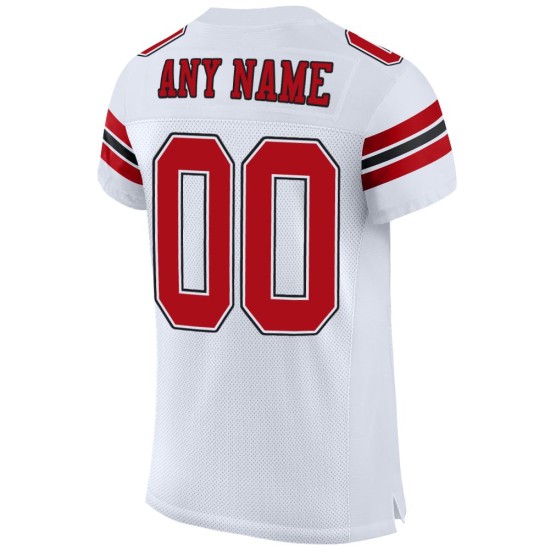 Maillot de football authentique en maille blanche rouge et noir personnalisé Maillot de football authentique en maille blanche rouge et noir personnalisé