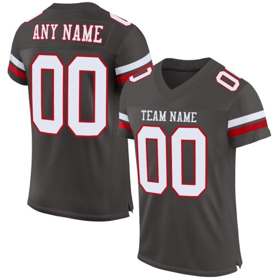 Maillot de football personnalisé en maille étain authentique blanc-rouge Maillot de football personnalisé en maille étain authentique blanc-rouge