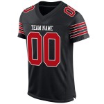 Maillot de football en maille noire rouge et blanc, authentique et personnalisé Maillot de football en maille noire rouge et blanc, authentique et personnalisé