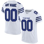 Maillot de football authentique en maille personnalisée, blanc, royal et noir Maillot de football authentique en maille personnalisée, blanc, royal et noir