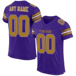 Maillot de football personnalisé en maille authentique vieil or-blanc violet Maillot de football personnalisé en maille authentique vieil or-blanc violet
