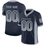 Maillot de football tendance bleu marine personnalisé gris-blanc en maille légère Maillot de football tendance bleu marine personnalisé gris-blanc en maille légère