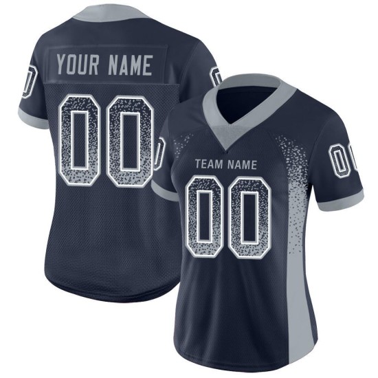 Maillot de football tendance bleu marine personnalisé gris-blanc en maille légère Maillot de football tendance bleu marine personnalisé gris-blanc en maille légère