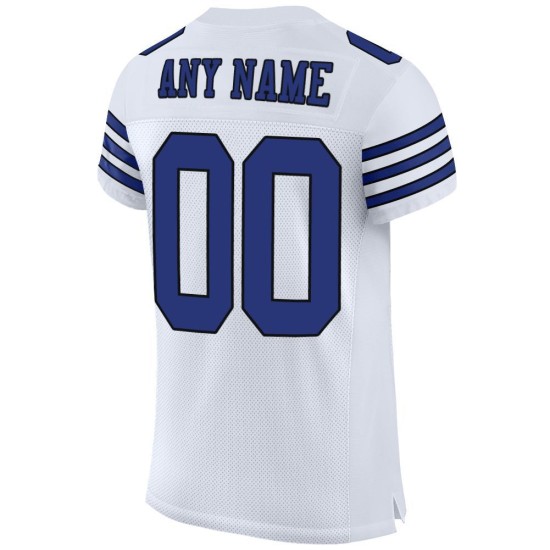 Maillot de football authentique en maille personnalisée, blanc, royal et noir Maillot de football authentique en maille personnalisée, blanc, royal et noir