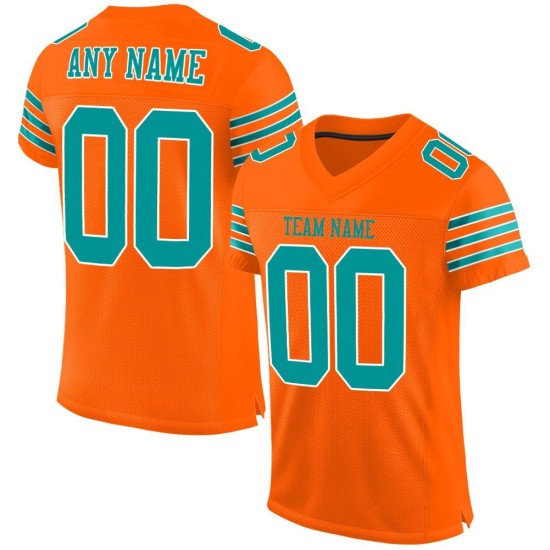 Maillot de football personnalisé Aqua-White Authentic Orange Mesh Maillot de football personnalisé Aqua-White Authentic Orange Mesh