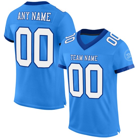 Maillot de football authentique en maille blanc-royal bleu poudre personnalisée Maillot de football authentique en maille blanc-royal bleu poudre personnalisée
