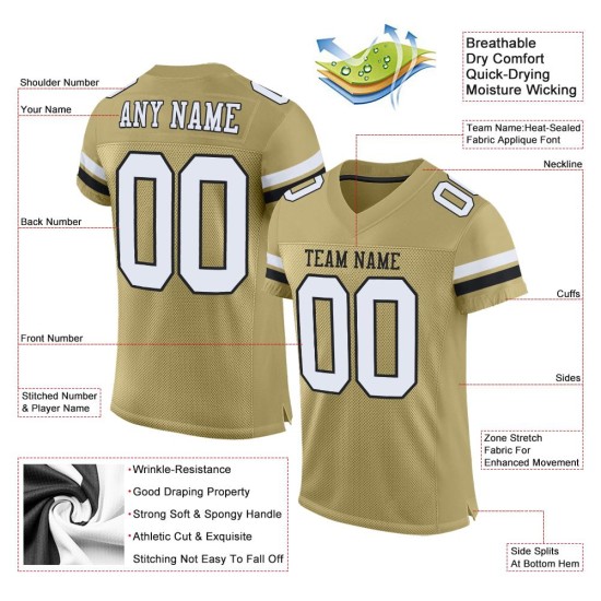 Maillot de football Vegas Gold authentique en maille blanc-noir personnalisé Maillot de football Vegas Gold authentique en maille blanc-noir personnalisé