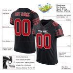 Maillot de football en maille noire rouge et blanc, authentique et personnalisé Maillot de football en maille noire rouge et blanc, authentique et personnalisé