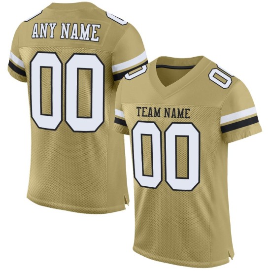 Maillot de football Vegas Gold authentique en maille blanc-noir personnalisé Maillot de football Vegas Gold authentique en maille blanc-noir personnalisé