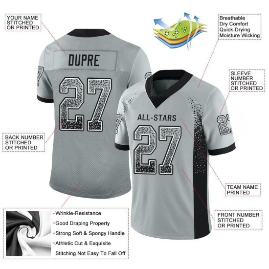 Maillot de football noir et blanc Drift Fashion Mesh Silver personnalisé Maillot de football noir et blanc Drift Fashion Mesh Silver personnalisé
