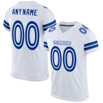 Maillot de football personnalisé en maille blanc et bleu royal authentique Maillot de football personnalisé en maille blanc et bleu royal authentique