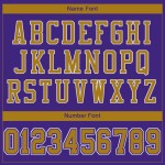 Maillot de football personnalisé en maille authentique vieil or-blanc violet Maillot de football personnalisé en maille authentique vieil or-blanc violet