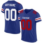Maillot de football personnalisé en maille Royal Blanc-Rouge Authentique Maillot de football personnalisé en maille Royal Blanc-Rouge Authentique