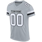 Maillot de football authentique blanc-noir en maille argentée personnalisé Maillot de football authentique blanc-noir en maille argentée personnalisé