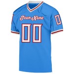 Maillot de football blanc-rouge en maille bleu rétro authentique Powder personnalisé Maillot de football blanc-rouge en maille bleu rétro authentique Powder personnalisé