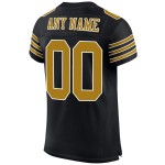 Maillot de football authentique en maille noire, personnalisé, doré et blanc Maillot de football authentique en maille noire, personnalisé, doré et blanc