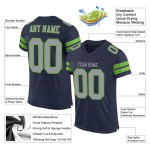 Maillot de football gris-néon en maille bleu marine authentique, vert clair et personnalisé Maillot de football gris-néon en maille bleu marine authentique, vert clair et personnalisé