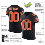 Maillot de football personnalisé en maille noire authentique orange-blanc Maillot de football personnalisé en maille noire authentique orange-blanc