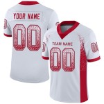 Maillot de football blanc en maille rouge-gris personnalisé Maillot de football blanc en maille rouge-gris personnalisé