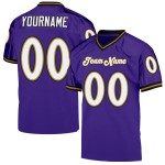Maillot de football personnalisé violet, blanc et ancien, en maille, doré, authentique Maillot de football personnalisé violet, blanc et ancien, en maille, doré, authentique